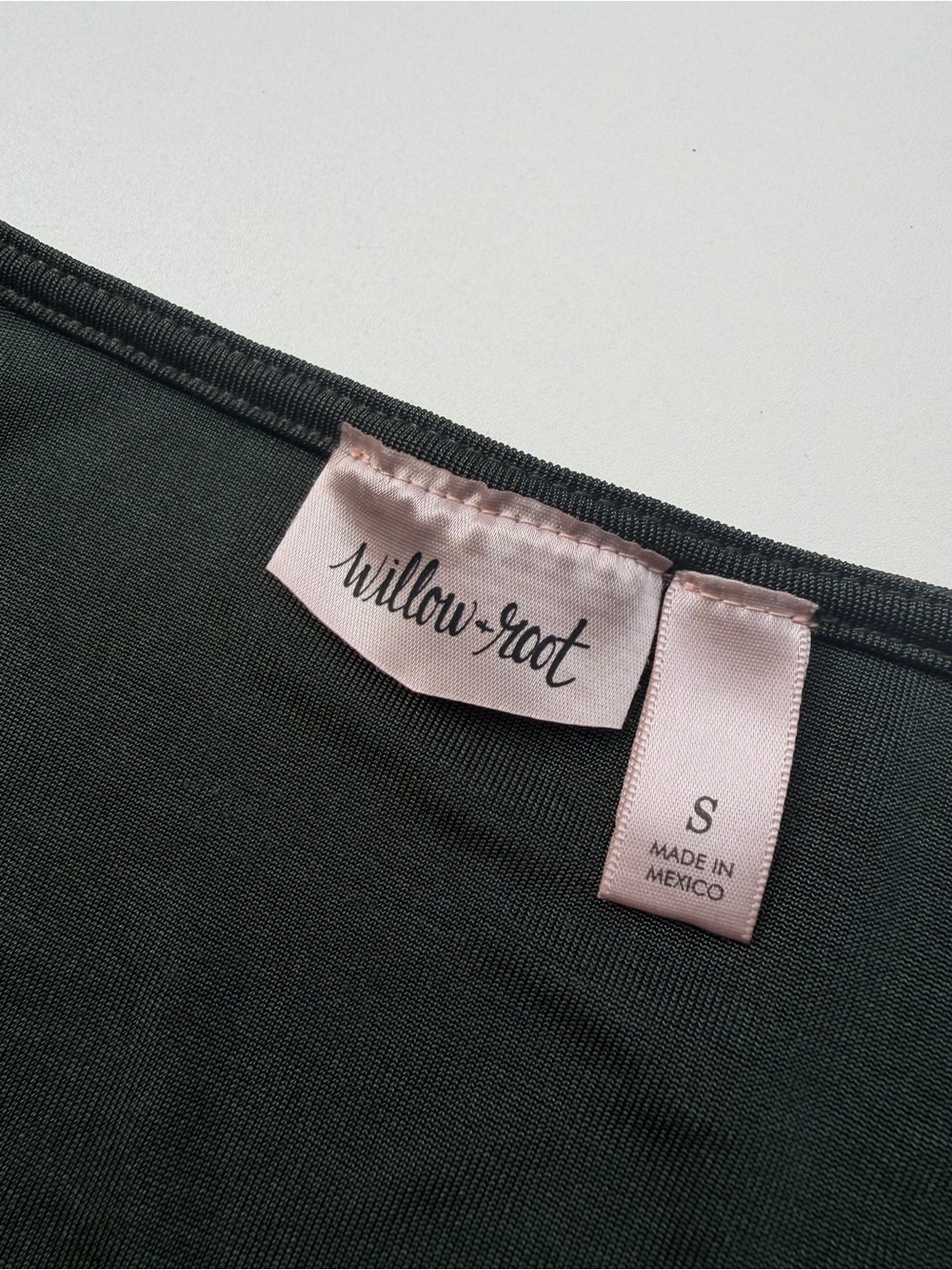 Willow&Root Deep Forest Green Ruched V-Neck Knot Front Crop Top Shimmer Satin S - Picture 3 of 9